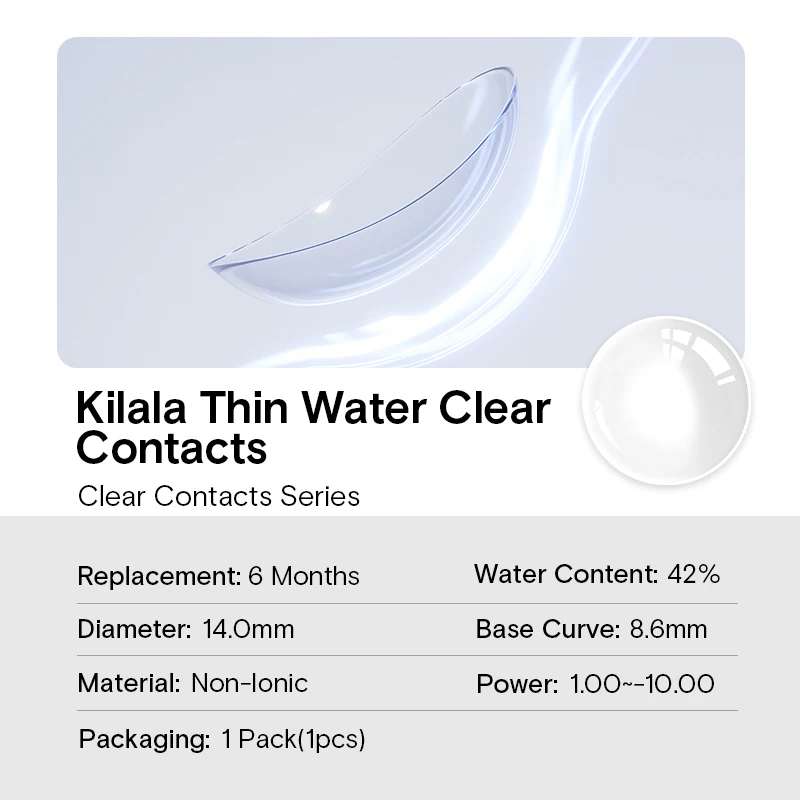 KILALA Contact Lenses 2Pcs Diopters Half-Yearly Lens for Vision Diopter Correction With Degree -1 to-10 Suitable for Dry Eyes