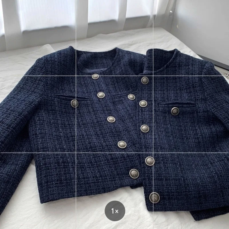 Kort jack voor dames Herfst Single-breasted Retro High-end casual losse top met lange mouwen