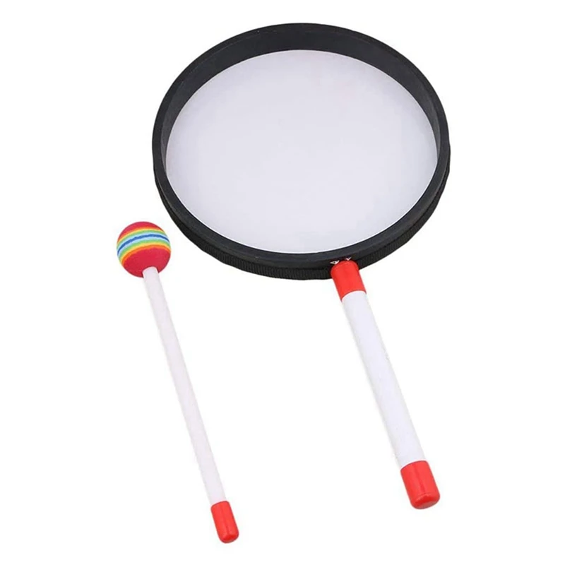 2Pcs 8Inch Lollipop Shape Drum With Mallet Rainbow Music Rhythm Instruments Kids Baby Children Playing Toy