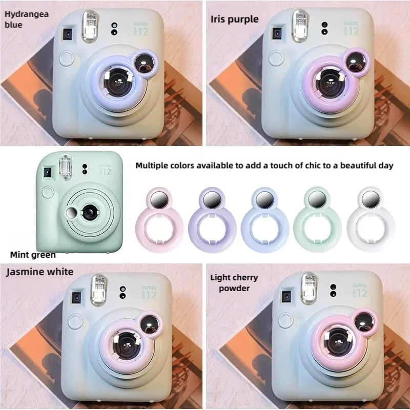 Selfie mirror universal macro lens for Fuji Mini 12 camera; dedicated reflective mirror filter for photography