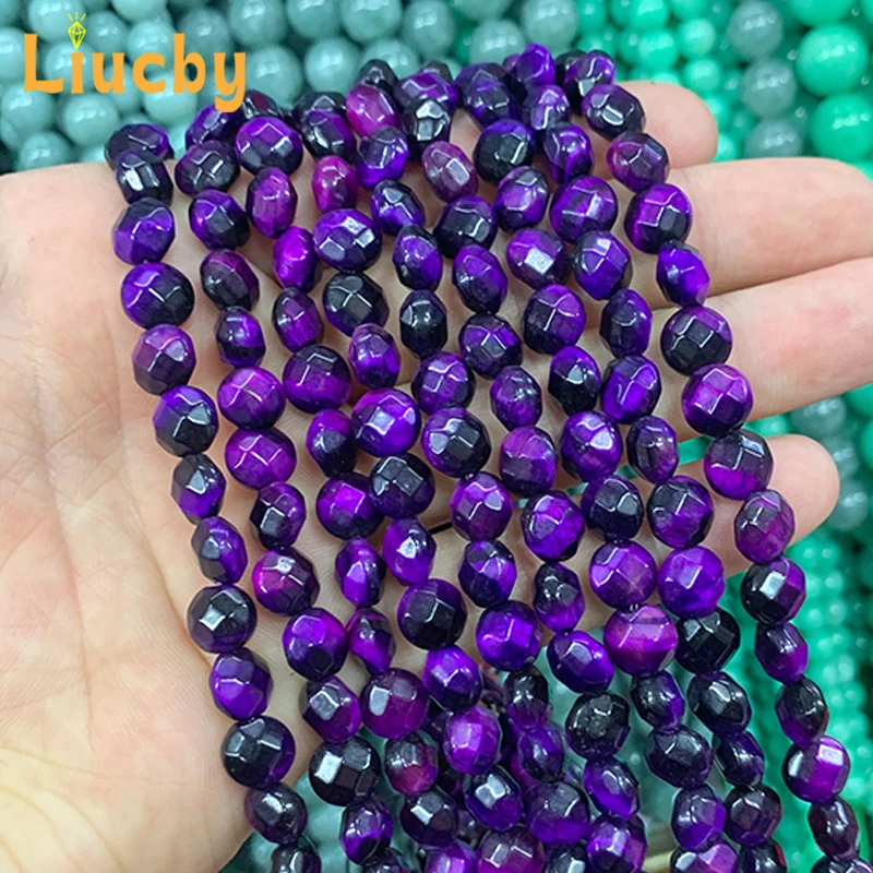 Round Purple Tiger Beads para fazer jóias, 100% pedra natural, pérolas soltas, DIY Decoração Gift Crafts, 15 polegadas, atacado, 8mm