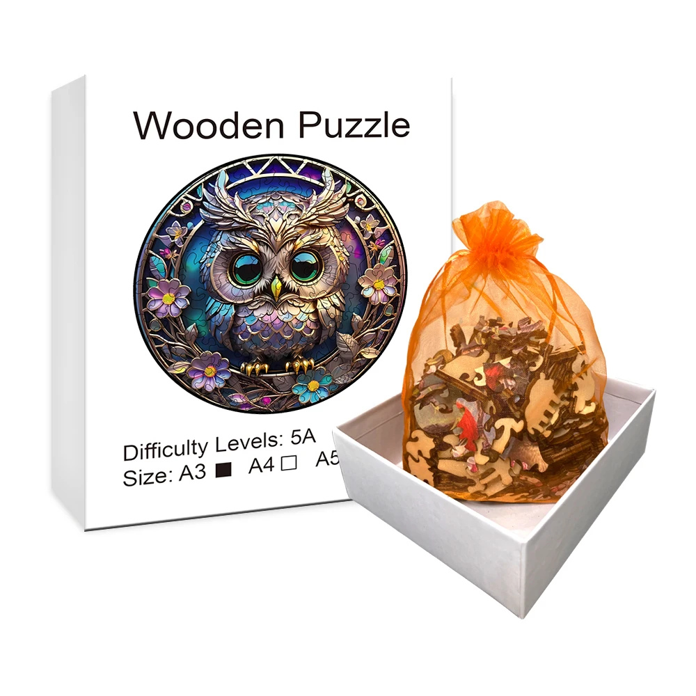 Adult Wooden Puzzle - Adult Owl Wooden Puzzle - Unique animal shaped wooden puzzle suitable for family and friends puzzle