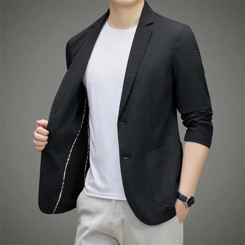 2024 Spring and Autumn Season New Men\'s Business and Casual Korean Edition Suit Flip Collar Coat High end Suit Top