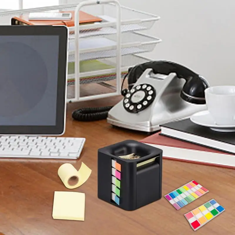 Memo Note Cube Holder 4-in-1 Memo Holder Note Box Sticky Note Dispenser Notepad Holder Cube With Colorful Index Stickers For