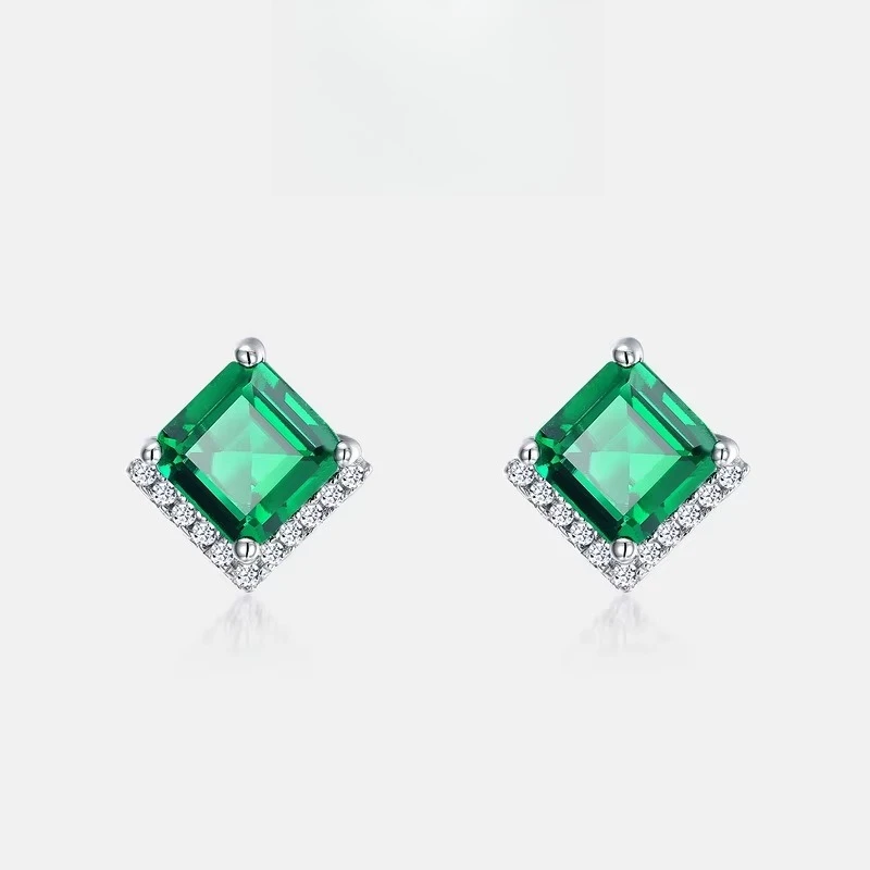 

Серьги WES S925 посеребренные из 18-каратного золота PT950 с платиновым культивированным изумрудом и красочным и элегантным стильным праздничным подарком