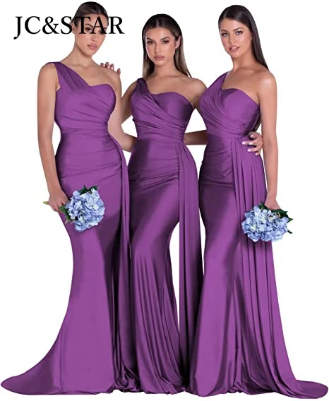 royal blue bridesmaid dresses women for wedding new satin one shoulder sexy mermaid vestidos para bodas mujer invitada chic