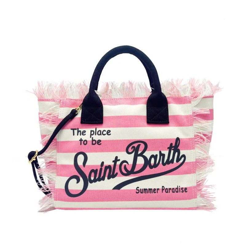 Imagem -03 - Saint Barth-bolsa de Viagem Crossbody Bolsa Cruz Rosa Pequena Tela Handmade Tassel Bolsa Bolsala Novo