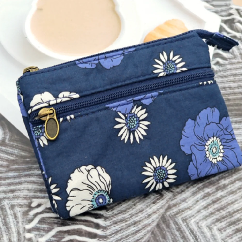 

Cotton Coin Purse Comfortable Floral Card Holder Multi-Layer Wallet Romantic Female Coin Pouch For Girls Daily Life Travel