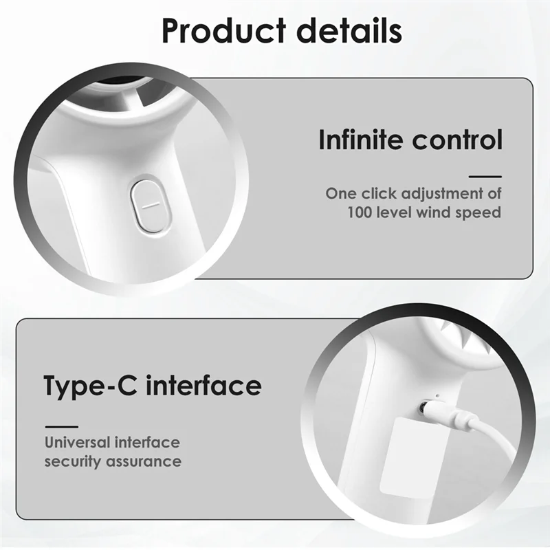 A88Z Handheld Portable High Wind Long-Lasting Desktop Silent Small Fan 3-Speed Charging Fan With Display