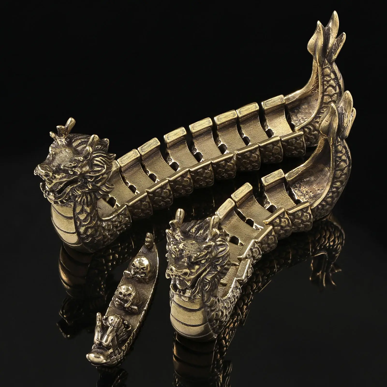 

Brass Dragon Boat Ornament Dragon Boat Statue Collectible Festival Atmosphere
