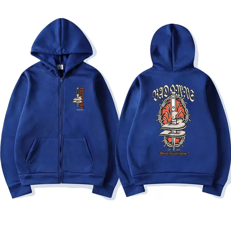 Bad Omens The Death of Peace of Mind Graphic Print Zip-up Hoodie Male Hip Hop Gothic Rock Punk Zipper Jacket Men Women Coats