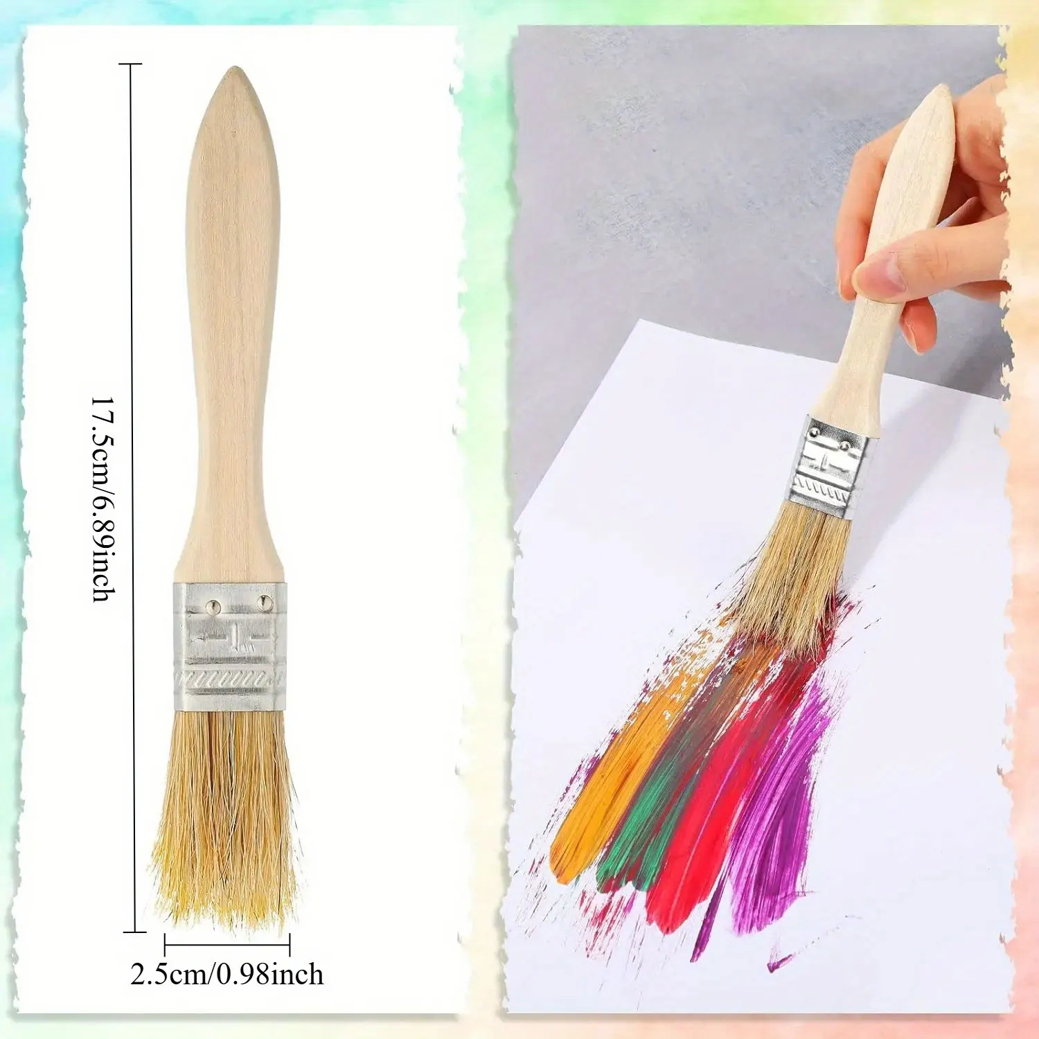 Natural Bristle Brushes Household Flat Brushes 1in Paint Brush with Wooden Handle Perfect for Art Crafts Gesso Painting Staining
