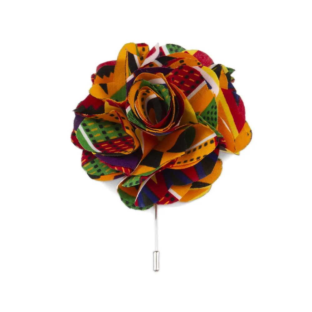 Handmade Ankara Brooches Multilayer Rose Flower Fabric Brooch Pins Party Clothing Jewelry Ethnic Accessories Decoration WYB744