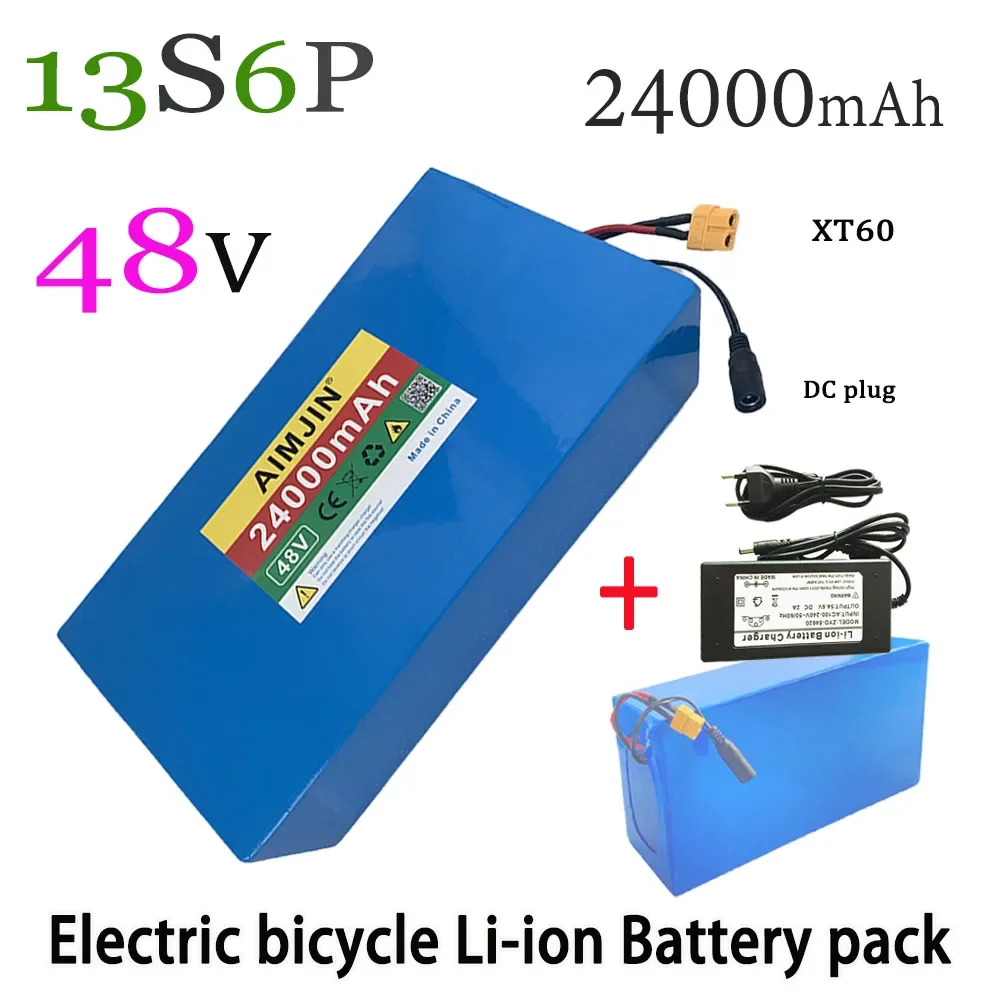 13S6P 48V 24000mAh Li-ion Battery Pack， 2000W Citycoco Motorized Scooter Battery Built In 50A BMS+54.6V Charger