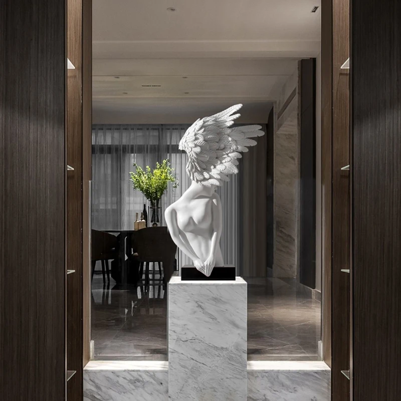 Imagem -02 - Decoração de Casa Criativo Anjo Escultura Ornamentos Nordic Hotel Lobby Estátuas e Esculturas para Casa Figuras Decorativas Menina Estatueta