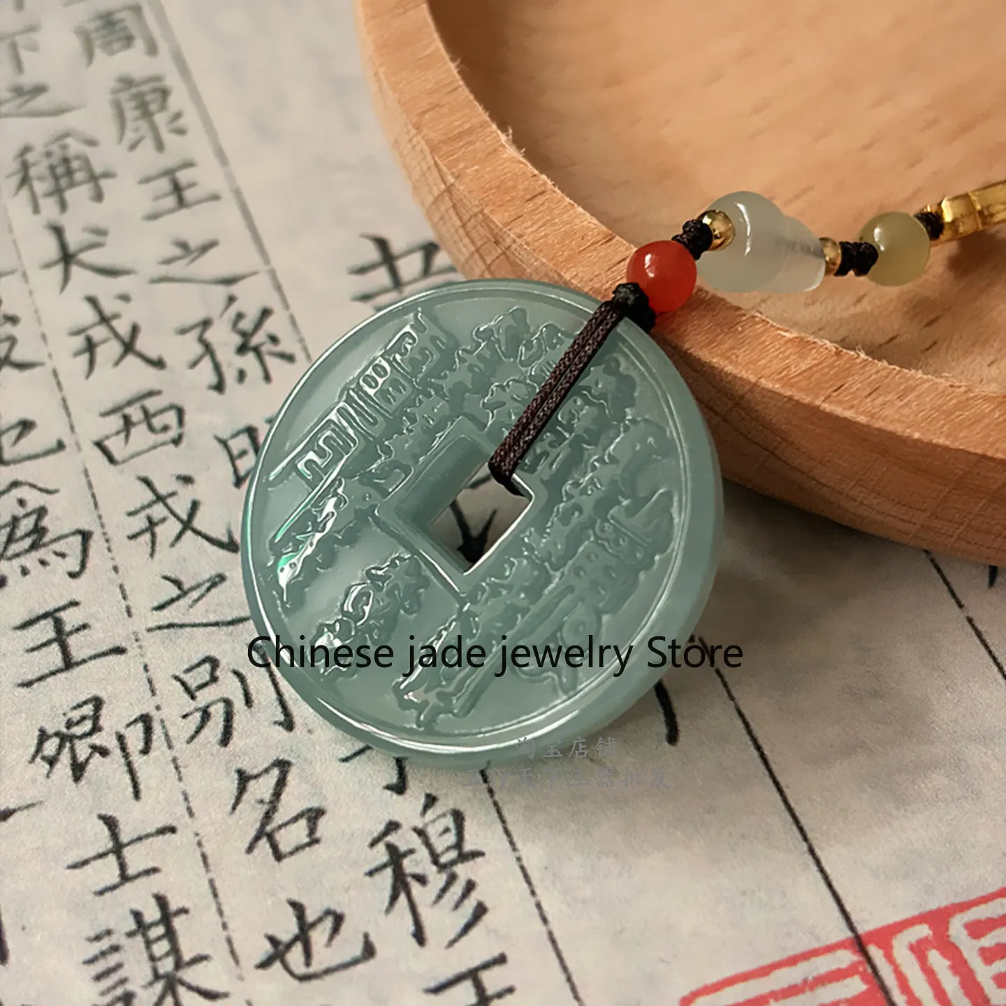 Natural jadeite A goods, mountain ghosts spend money, mobile phone chain, blue water jadeite mobile phone pendant, men's and wom