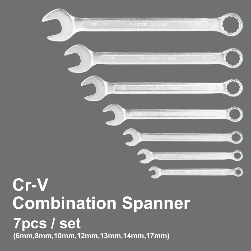 

Набор метрических гаечных ключей HONEST, 7 шт., набор комбинированных ключей, сталь CR-V, размеры 6-17 мм - прочные ручные инструменты для промышленного ремонта