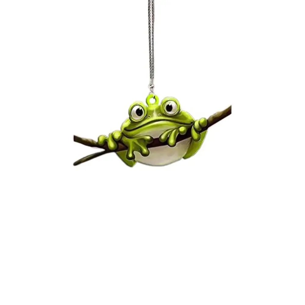 

Fashion 2D Green Frog Pendant Small Cute Frog Car Pendant Handicrafts Acrylic Flat Ornaments Car Accessories
