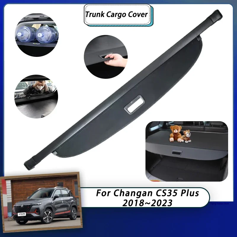 

for Changan CS35 Plus 2023 Car Trunk Cover 2018~2022 Rear Luggage Curtain Organizer Cargo Retractable Shield Shade Accessories