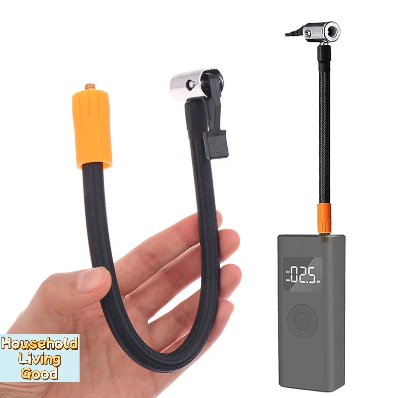 【1PC Fine Thread Inflation Hose Adapter 30CM Car Tire Air Inflator Hose M6 Locking Air Chuck With Standard Tire Valve】