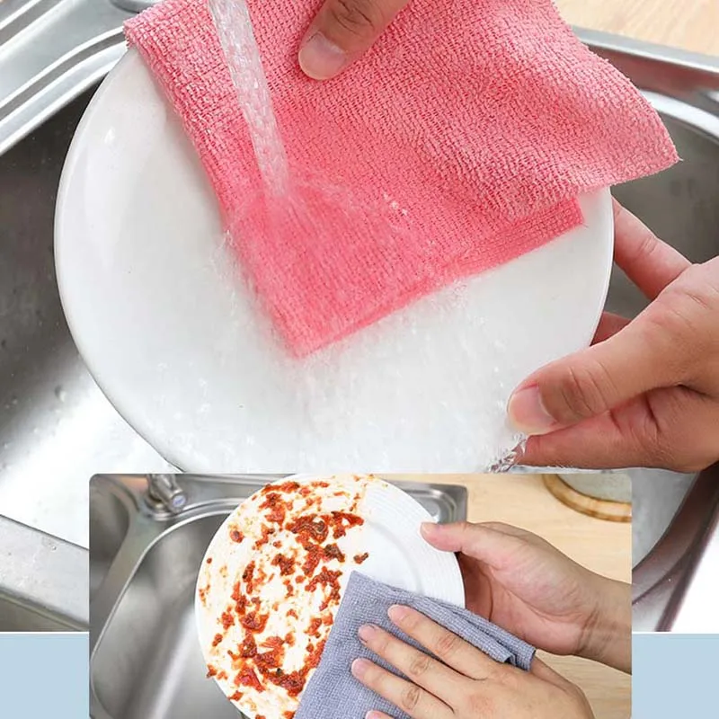 Super Absorbent Tearable Microfiber Cleaning Cloth Dry Wet Dual Use Reusable Kitchen Dish Towel Oil Proof Quick Dry view 2