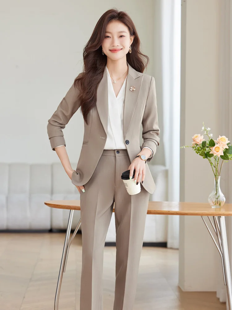 

Long Sve Busin Suit Set Women's Spring Autumn Slimming Faionable Casual Simple Two Piece Set Polyester Spandex