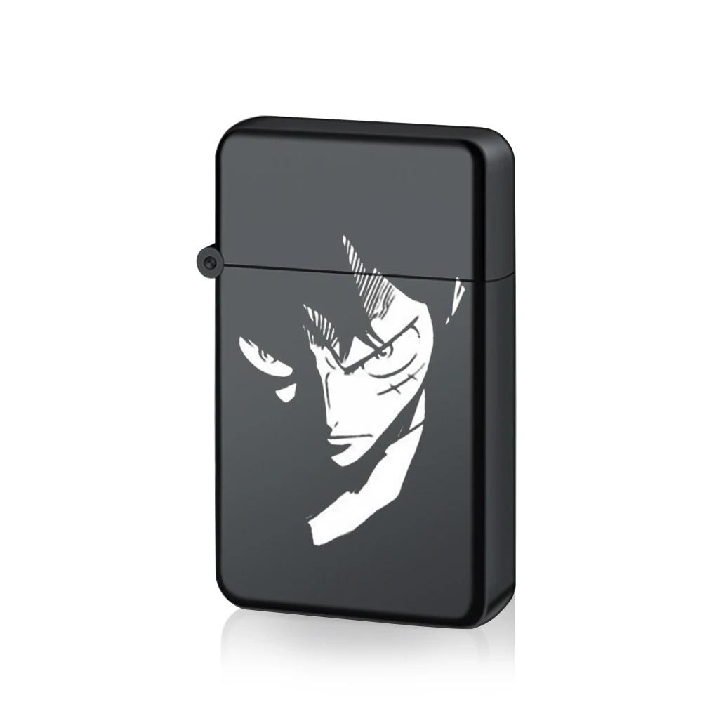 MINISO Anime Torch Metalen Sigarettenaansteker Een Stuk Rode Vlam Winddicht Compact Butaan Turbo Jet Gas Aanstekers Gift