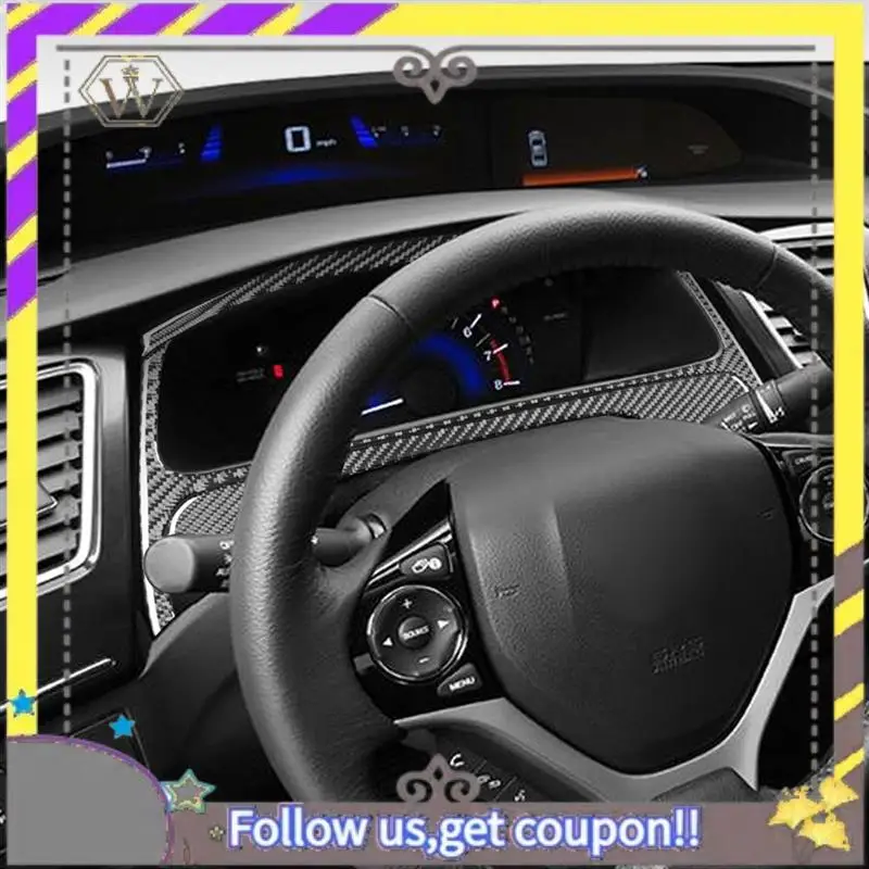 ABXV-Carbon Fiber For Honda Civic 9Th 2012-2015 Speedometer Cover Instrument Panel Trim Interior Accessories LHD