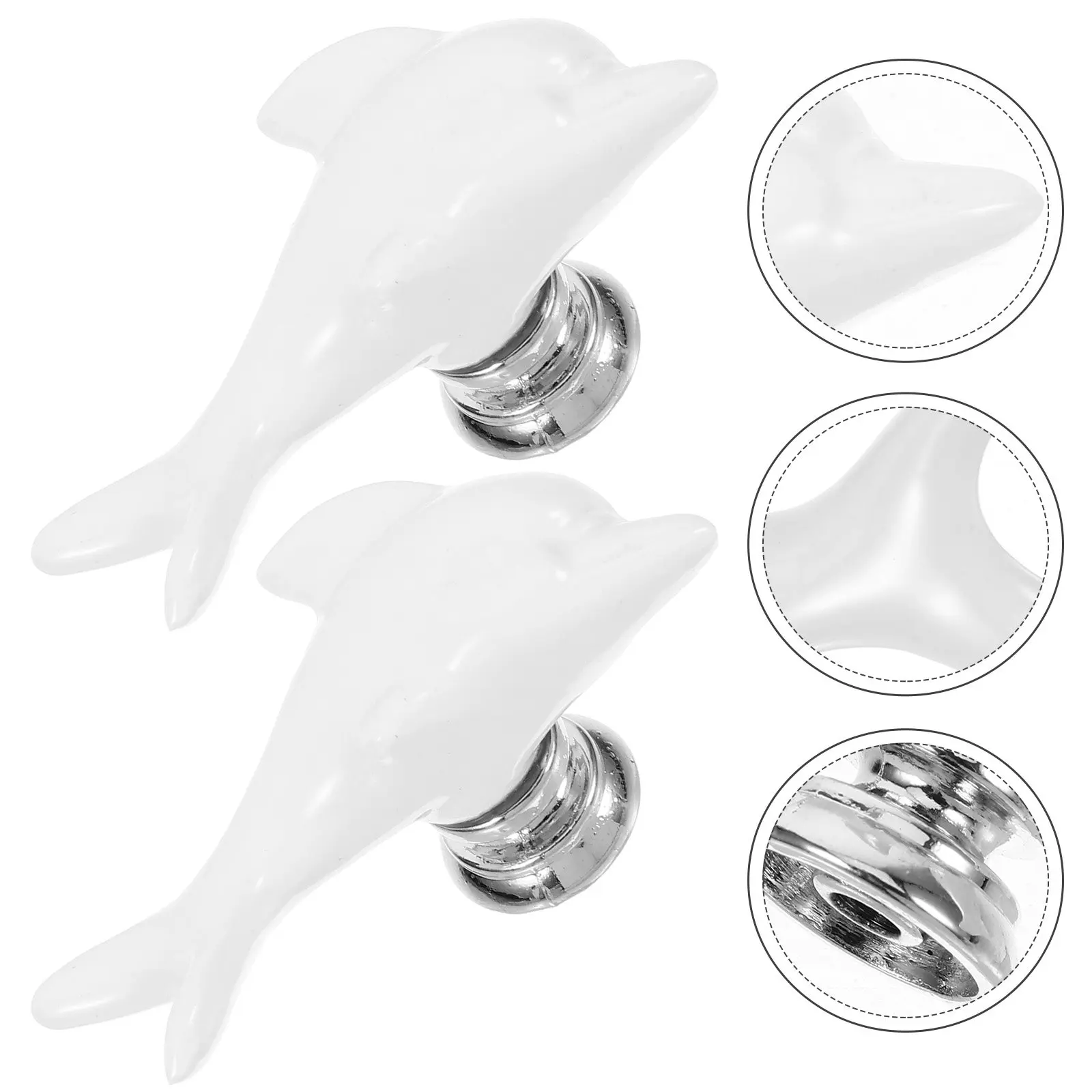 2Pcs Cartoon Dolphin Ceramic Cabinet Knobs Single Hole Decorative Handles Drawer Pulls Dresser Drawer Knobs Single Hole Handle