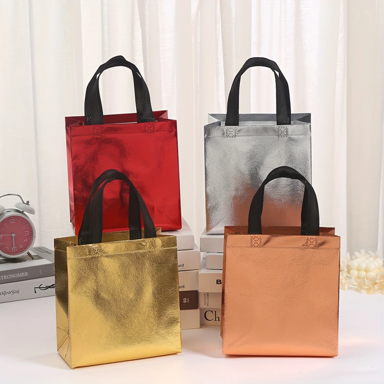 Mixed Style Texture Laser Bag Tote Bag Plus Printing LOGO Advertising Non-woven Cloth Shopping Laminated Packaging Bag Womens C