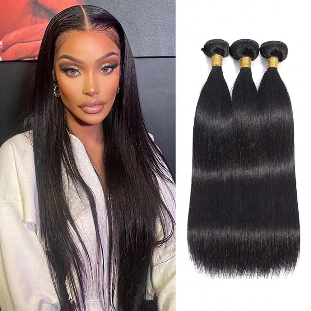 Straight Hair BundlesHuman Hair Weave Bundles  Hair Extension Natural Black 1 3 4Pcs 12 32Inches  Combo pack Multiple options