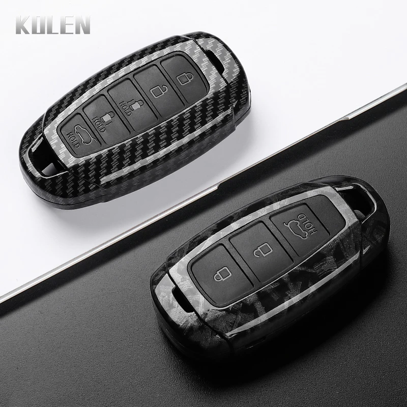 Funda para llave de coche estilo fibra de carbono ABS Hyundai Elantra Grandeur Accent Solaris Sonata Palisade Kona Creta I20 I30 IX35 IX25