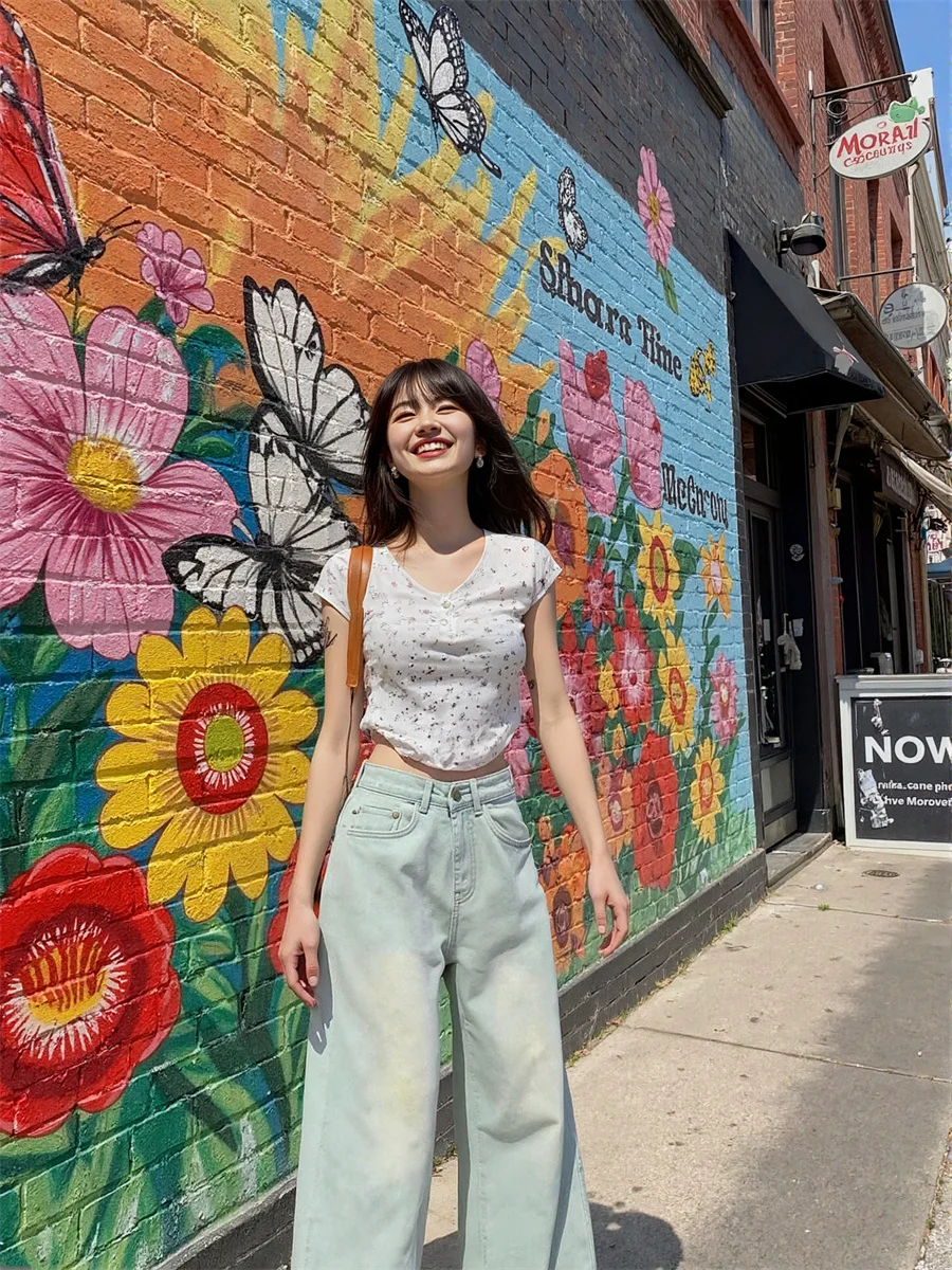 

Floor Wide Leg Distressed Jeans Womens Clothing Woman Plus Size Comfortable Fabric Elegant Elastic Cargo Ladies Ripped Grunge