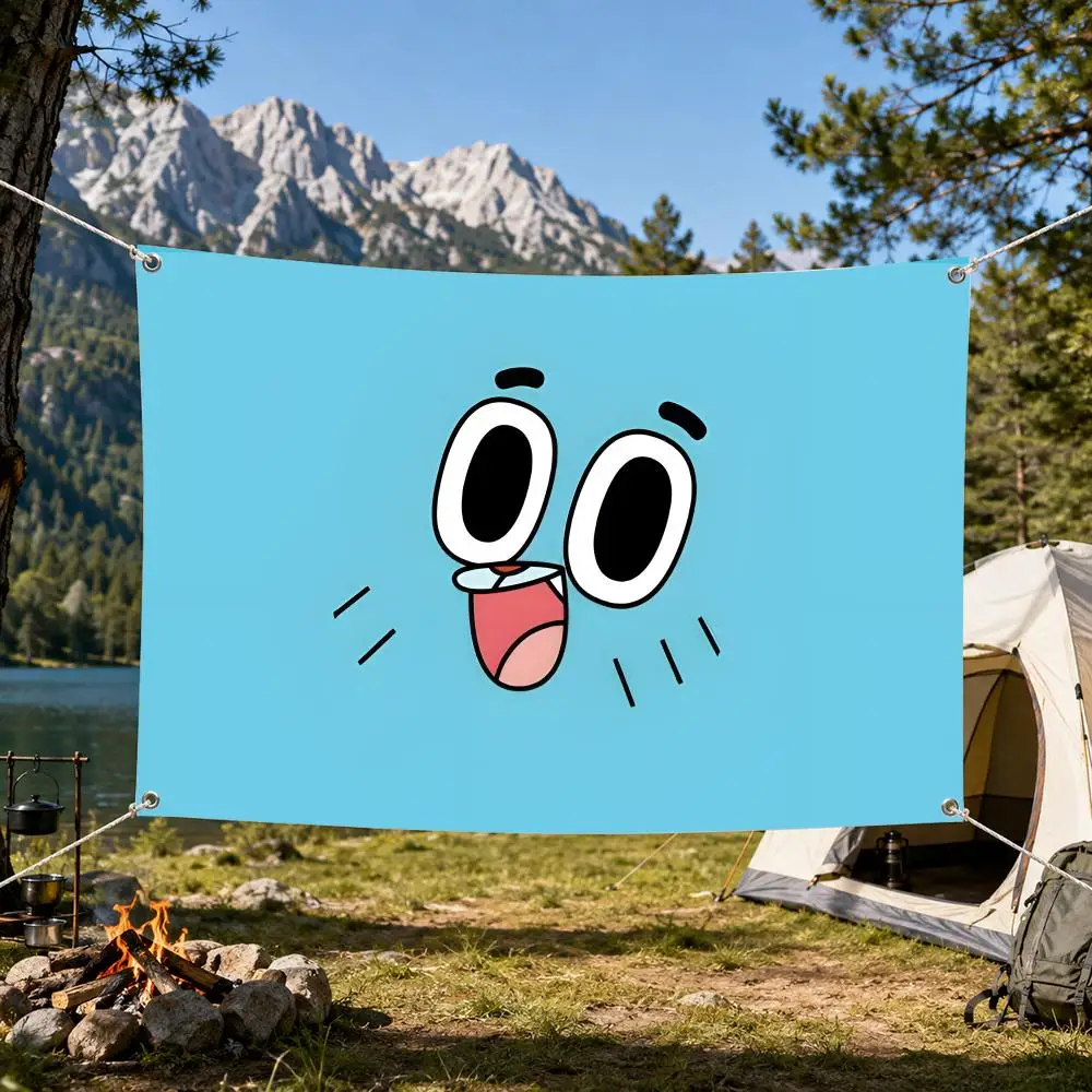 The Ama-zing World of Gum-ball Anime Flags Aesthetic Wall Tapestry Printed Wall Hanging Living Room Party Outdoor Decor