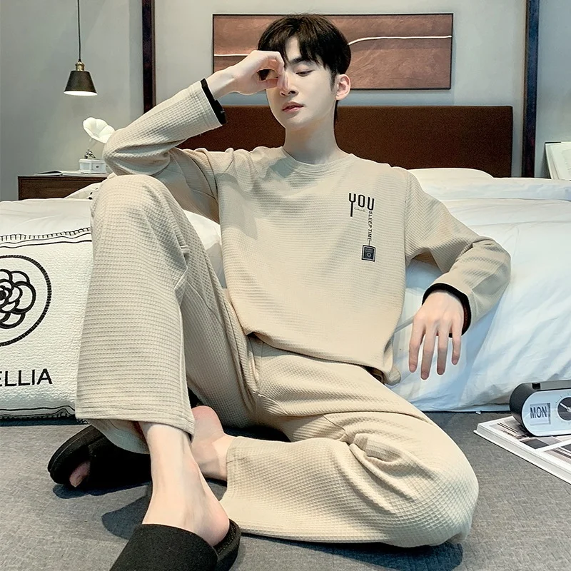 

Spring Autumn Cotton Spwear Long Sve Loose Leisure Teenage Home Clothes Set for Men Comfortable Breathable Cartoon Sle