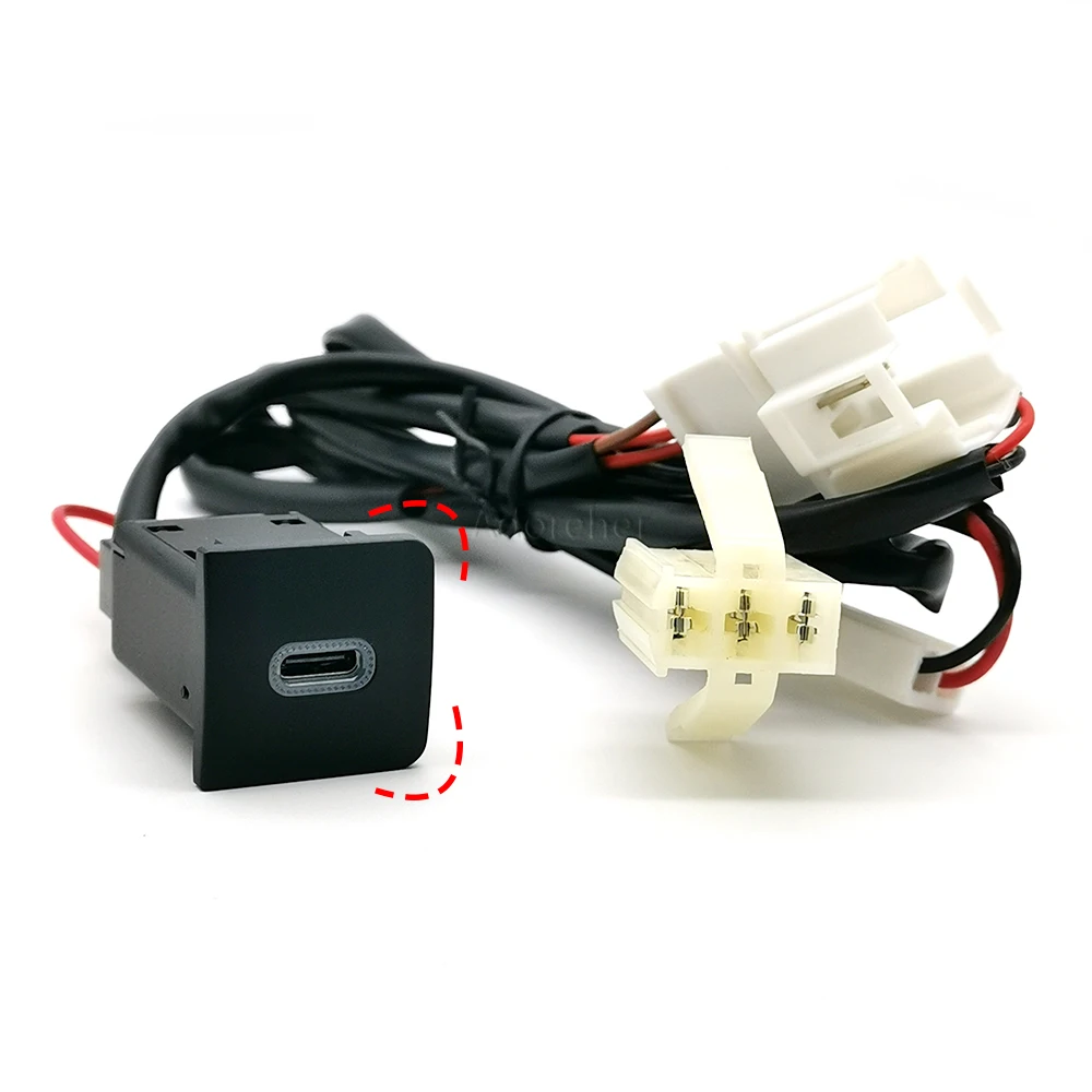 Car Charger USB Charging Outlet Power Adapter Type C PD Auto Charging Adapter Button For VW Golf 6 Jetta 5 MK5