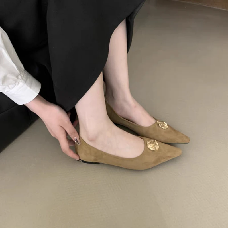 

New Pointed Toe Women Ballet Flats Shoes Fashion Shallow Autumn Ladies Ballerina Comfort Soft Sole Loafer Shoes Casual
