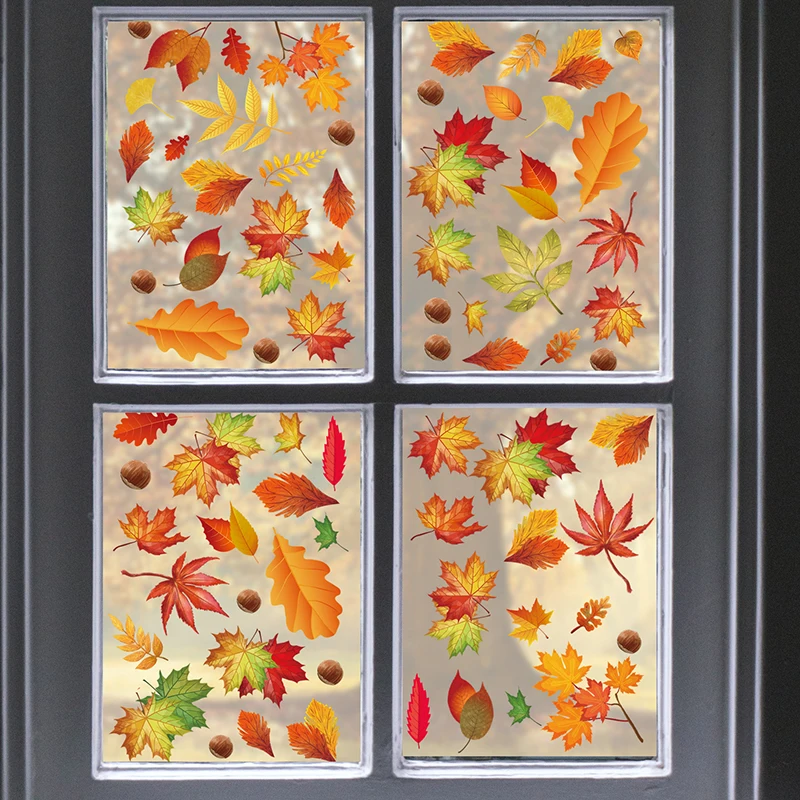 Autumn Thanksgiving Theme Creative Home Decoration Stickers Window Glass Door Window Static Electricity Stickers