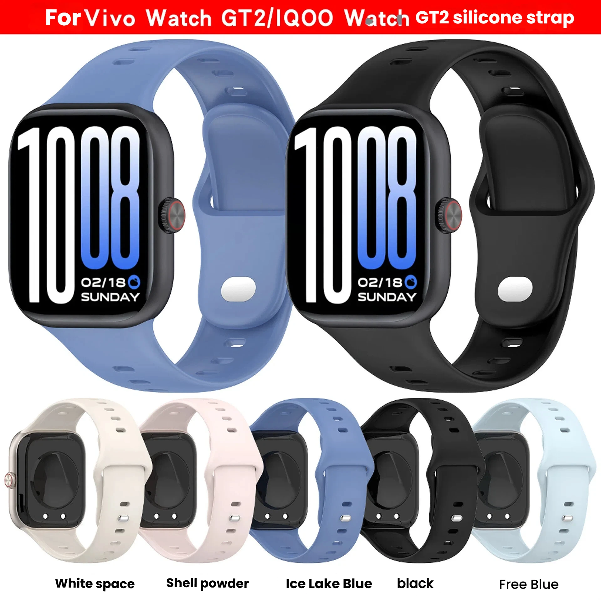 

Breathable Silicone Strap for Vivo Watch GT2 Sport Replaceable Bracelet Wristband for Vivo GT2/IQOO Watch GT2 Belt