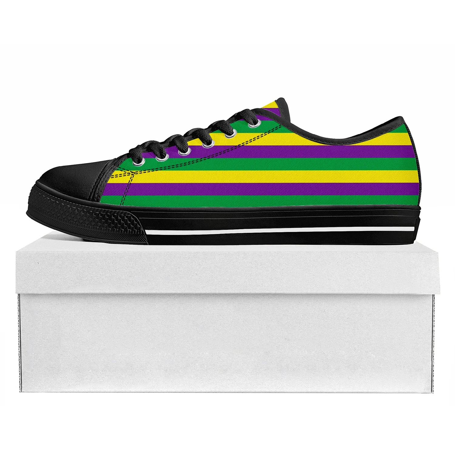 

Mardi Gras Stripe Pattern Low Top Sneakers Mens Womens Tailor-made Shoe Canvas Sneaker Casual Couple Shoes