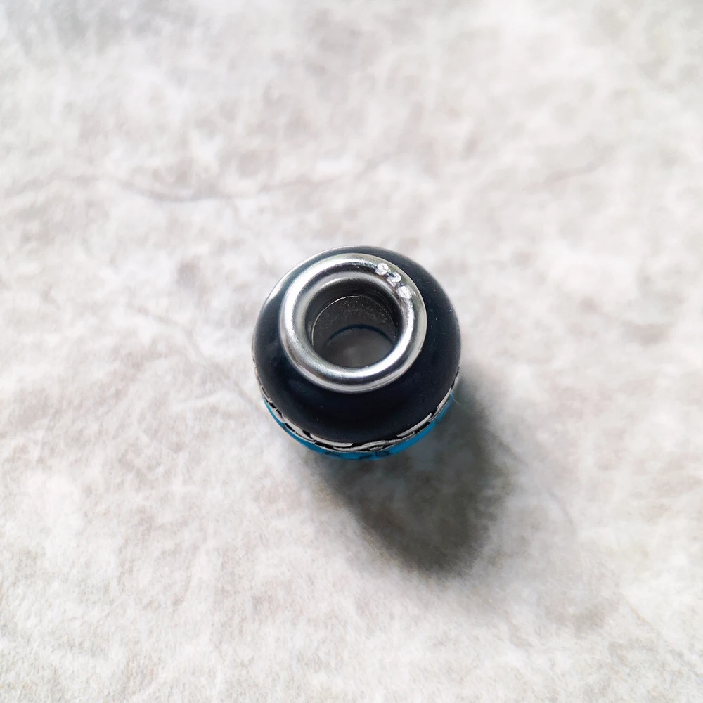 Ornament Blue & Black Bead Accessories 925 Sterling Silver Charm For Jewelry Making Women Men