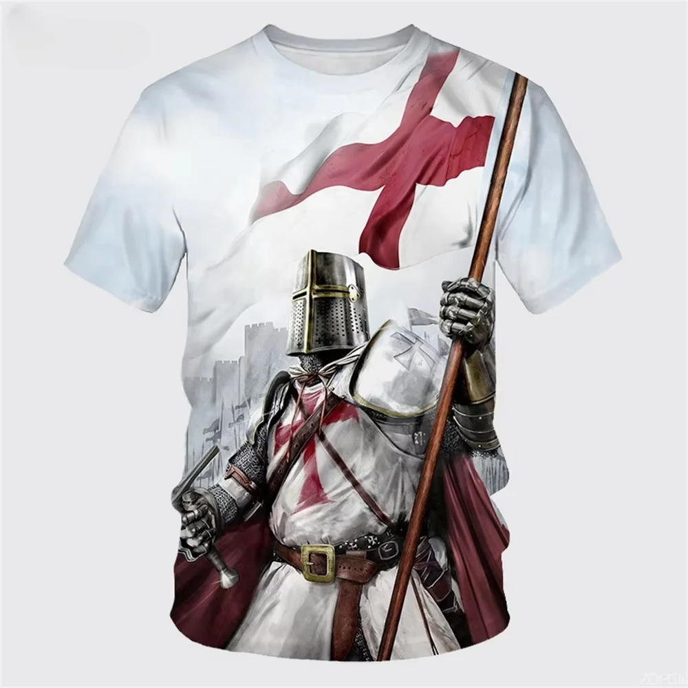 Fashionable Retro Templar 3D Printed Men's T-shirt Summer Casual Street Wear Couple T-shirt Short Sleeved Top