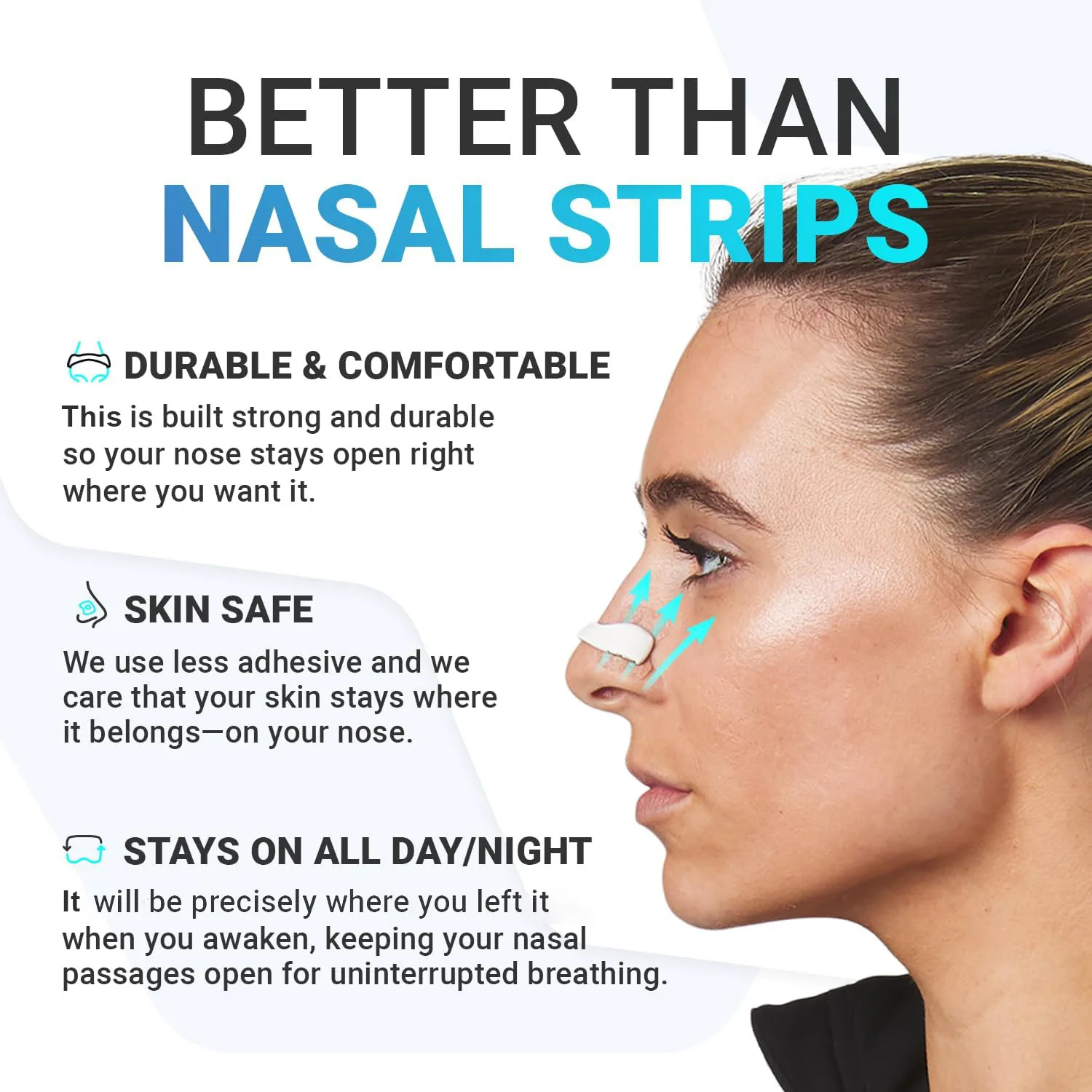 Dilatador Nasal deportivo, dilatadores de respiración Nasal para dormir, Kit de inicio, tiras para respirar la nariz, tiras nasales magnéticas para