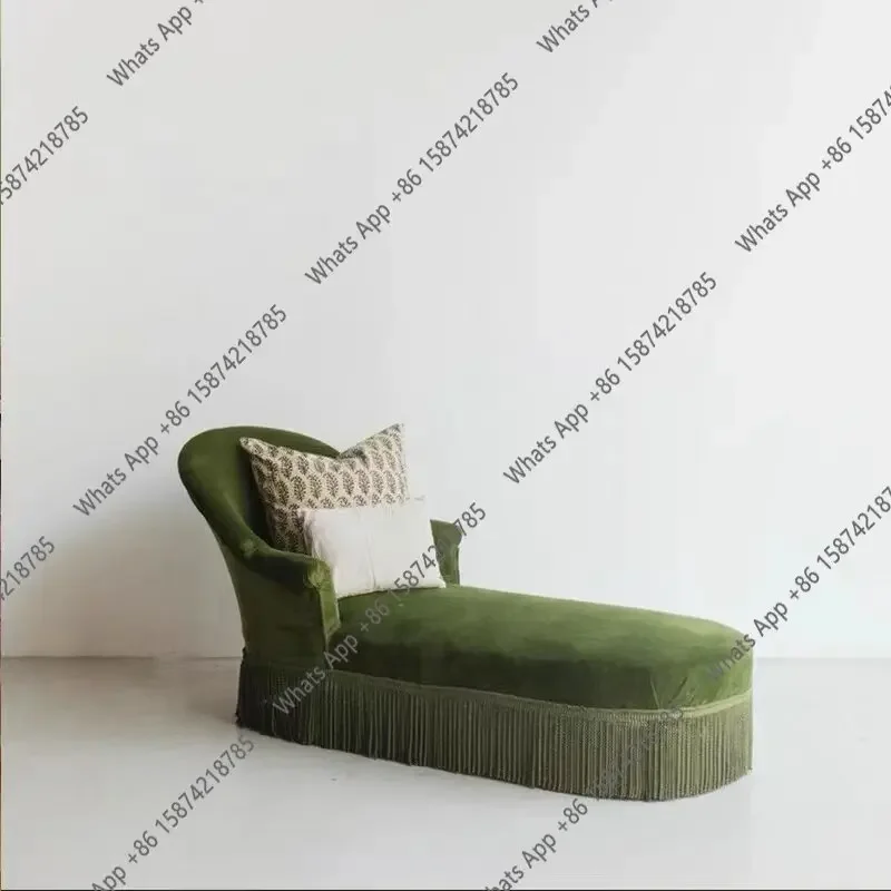 Ds Italian Retro Nostalgic Chinese Style Velvet Sofa French Bedroom Living Room Fringed Beauty Step Chaise Longue