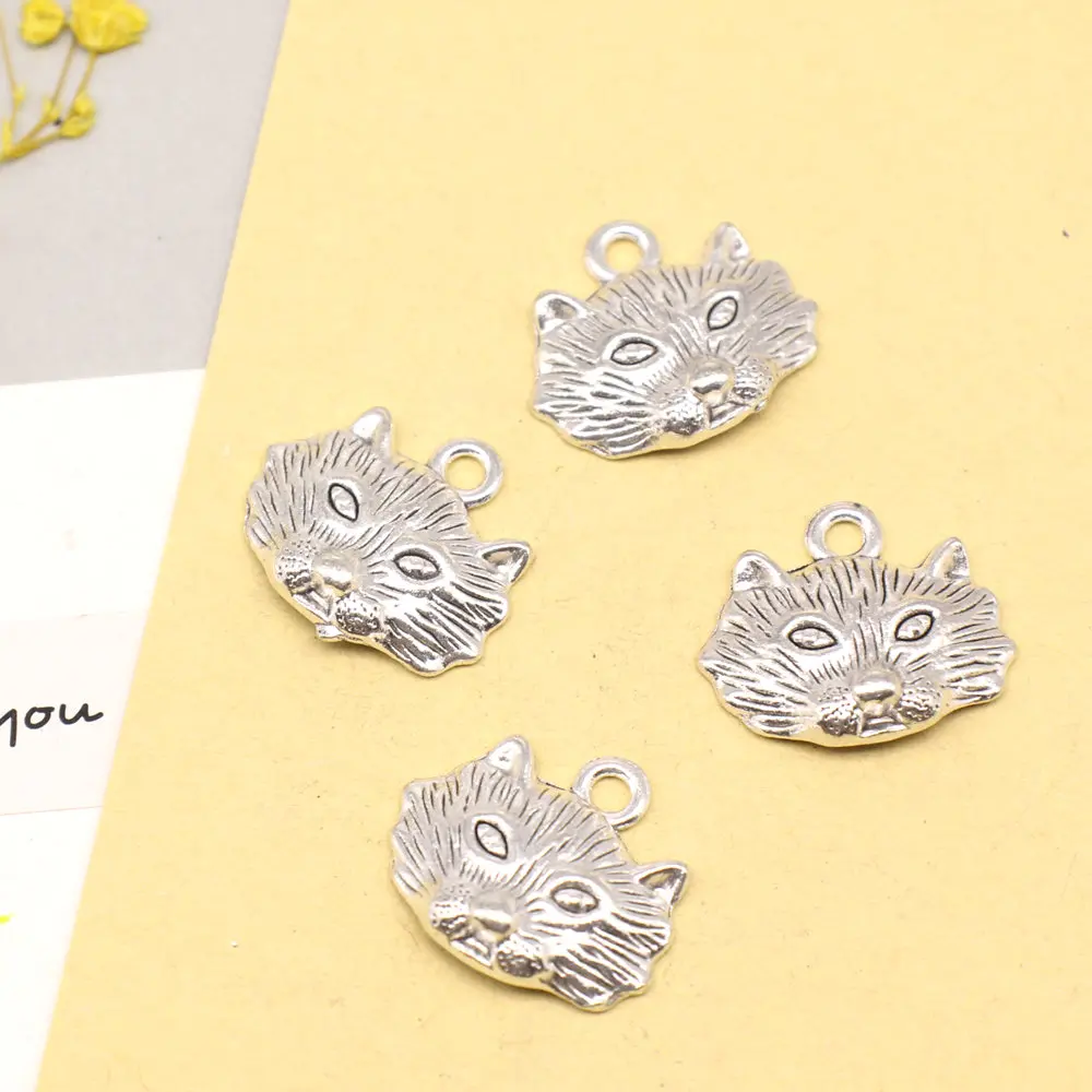 10pcs 17x19mm Wolf Head Charms Pendants For Jewelry Making Handmade Kids Jewelry For Women Antique Silver Color