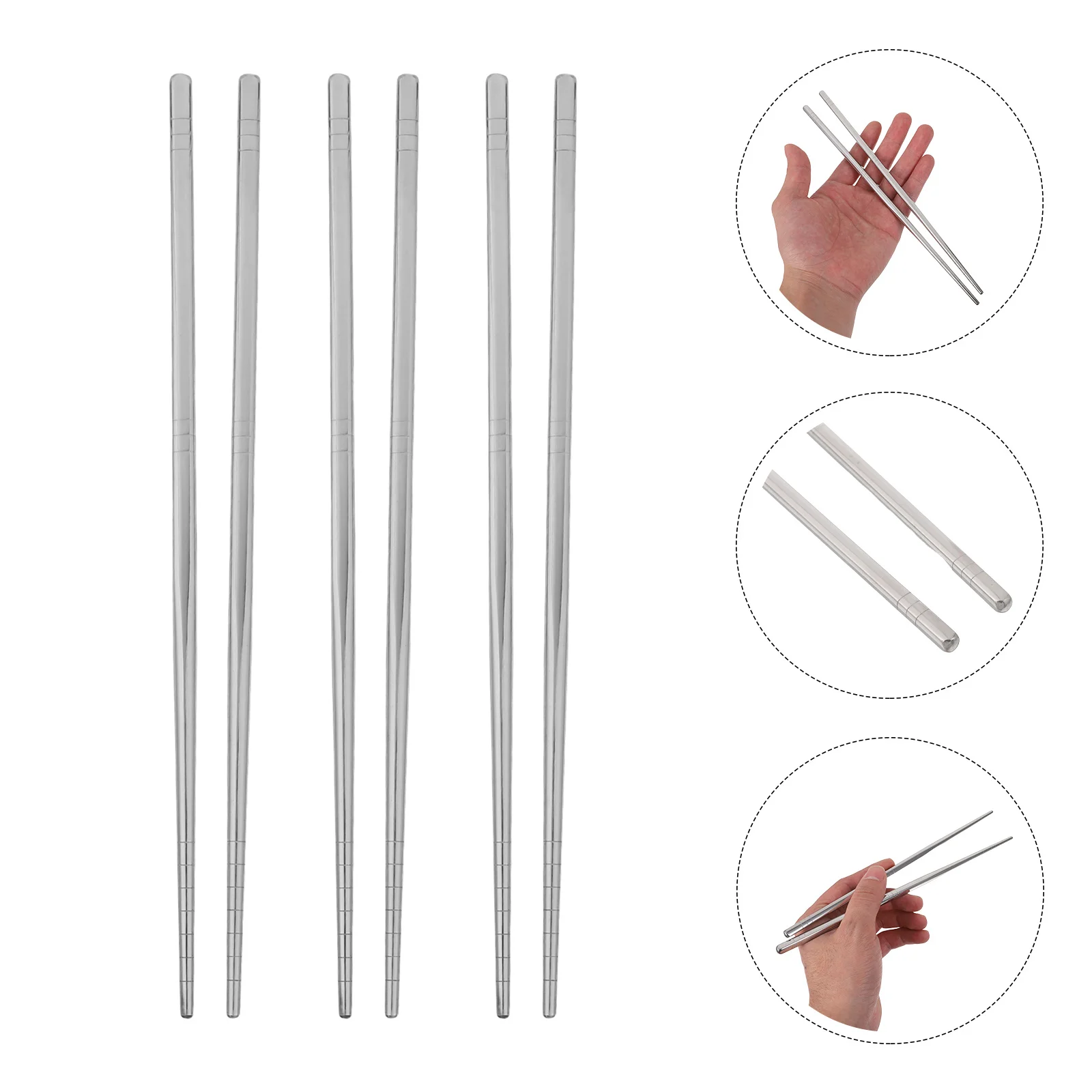 

5Pairs Stainless Steel Chopsticks Reusable Anti Slip Metal Chopsticks Dishwasher Safe Cooking Dining Chopstick Set