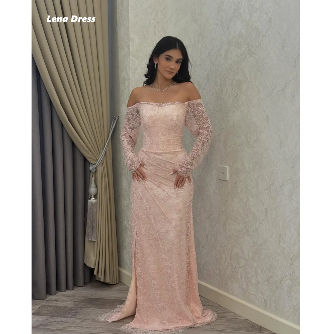 Lena Customized Prom Dresses 2025 Luxury Evening Dress 2025 Embroidered Lace Fish Tail Luxury Women's Elegant Party Dress Pink