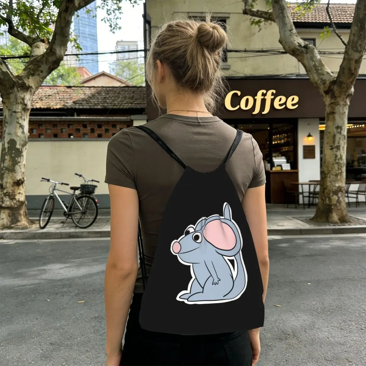Tutter Bear In The Big Blue House Simple Backpacks Fashion Drawstring Bags Shoes Bag Book Bags for Man Woman School