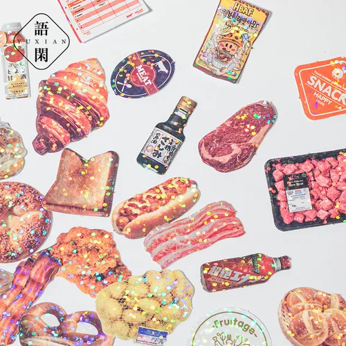 50 unids/set Mini pegatina Retro japonesa para diario pan vegetal Snack serie pegatina para álbum de recortes DIY pegatina de papelería