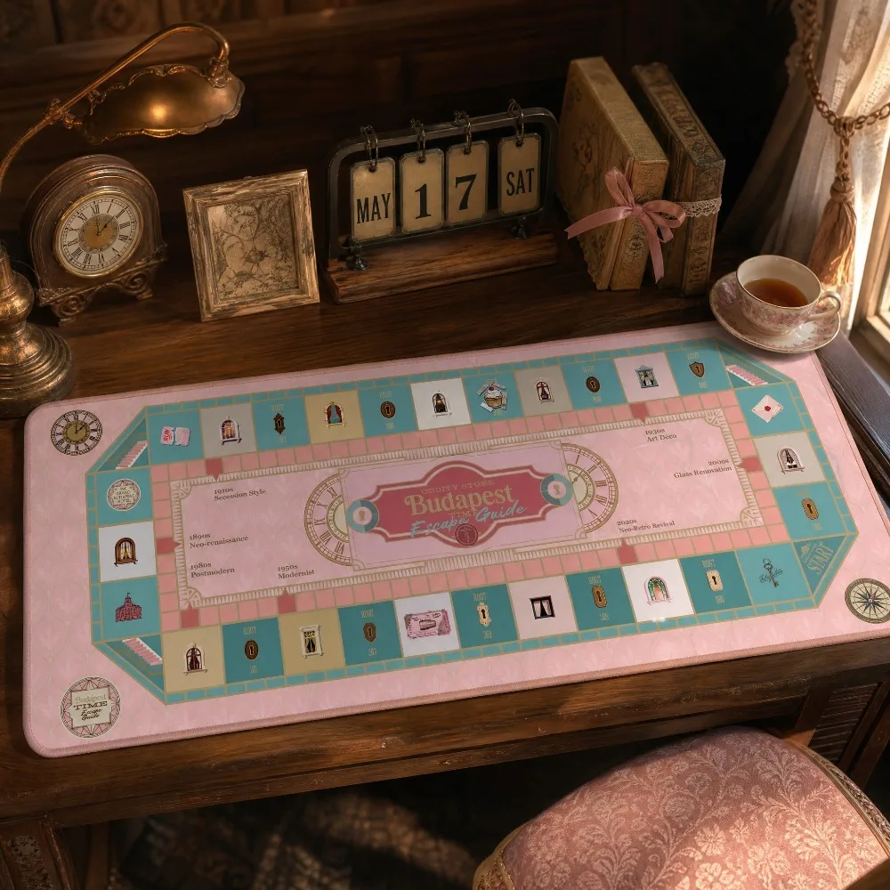 Time Traveler Mouse Pad Large Retro Table Pad Pink Desktop Decoration Keyboard Mouse Gaming Accessories Desk Mat Keyboard Pad